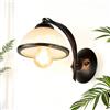 Licht-Erlebnisse Lampada da parete per interni in vetro metallo in ottone bianco antico corridoio soggiorno A: 27 E27 accogliente lampada da parete a basso abbagliamento casa di campagna camera da letto KORFU