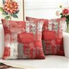 Qryflly Federa per Cuscino Decorativo 40x40 Astratto Vintage Rosso da 2