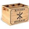 Novaliv Porta utensili da cucina con 4 scomparti e manici in pelle/cestino posate di alta qualità in legno, 17 x 12,5 x 12,5 cm, portaposate per utensili da cucina o come decorazione