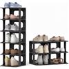 RELAX4LIFE Scarpiera, Scaffale Modulare a 6 Scomparti, Porta Scarpe Salvaspazio in Plastica, Struttura a Incastro Verticale/Orizzontale, Impilabile per Ingresso, 24,5 x 27,5 x 76,5 cm (Nero)