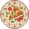 Generic Orologio da parete a forma di pizza, stile casual, giocoso con pomodori, basilico, estivo, giallo, silenzioso, per garage, sala giochi, decorazione per esterni, 30 x 29 cm