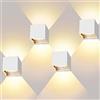 LEDMO 4 Pezzi 12W Lampada da Parete LED Moderno, Applique da Parete interno/esterno, Bianco caldo 3000K, Applique cubo in alluminio, Angolo del fascio regolabile, IP65 Impermeabile (Bianca)