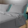 Ipersan Set Completo Lenzuola Matrimoniali, 100% Cotone Percalle, 1 Lenzuolo da sopra 240x290cm + 1 Lenzuolo da sotto 180x200+25cm + 2 Federe 83x52cm, Tinta Unita, Doppia Colorazione, Made in Europe