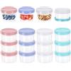 MICHIHOMIE 16 Contenitori Ermetici Plastica con Coperchio 200ml | Contenitori per alimenti in plastica BPA-free, riutilizzabili, impilabili, a vite. Ideali per yogurt, frutta, spezie e snack