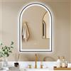 HOMCOM Specchio Bagno con Illuminazione 60 x 90 cm, Specchio LED da Parete Arco, Anti-appannamento, 3 Colori Luce, Dimmerabile, Memoria, Retroilluminato e Frontale, Vetro Temperato, Interruttore Touch