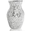 Eachave Vaso in vetro mosaico craquelé, argento, portafiori