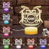 SSRUI Lampada da tavolo a LED con illusione ottica 3D personalizzata a forma di batteria, kit batteria con nome personalizzato, lampada LED con cambio di colori multipli, decorazione musicale per