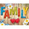OWN4B - Kit per punto croce su tela stampata con scritta Family Love, 11 ct, 36 x 46 cm, kit per ricamo fai da te (famiglia)