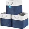 OrganiHaus Set di 3 Cubi Scatole Portaoggetti 33x33, Cestini Portaoggetti in Tessuto con Manici in Corda, Cubi Portaoggetti Pieghevoli per Libreria Kallax, Cestino per la Cameretta. Blu navy