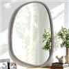Lzuso Specchio ovale irregolare da parete, specchio moderno con cornice in legno, forma unica, asimmetrico, specchio artistico per camera da letto, bagno, ingresso, corridoio, soggiorno, grande