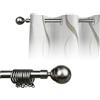 IlGruppone Bastone Per Tenda In Alluminio Estensibile 2 Misure 110/200 Cm 160/300 Cm Vari Terminali Lucidi e Satinati Supporti E Anelli Inclusi Bastoni Per Tende Staffa Tendaggi - 110-200 cm - SatenPalla