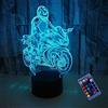 YTDZLTD Creativo 3D Motociclo Luce Notturna 16 Colori Mutevoli Telecomando USB Potere Toccare Cambiare Illusione Ottica Lampada Arredamento Lampada LED Lampada da Tavolo Bambini Brithday Natale Regalo