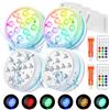Carastek Luci Piscina 13 LED Luci Piscina Impermeabile Subacquee con Telecomandi 16 Colori Luce LED Sommergibili Luce RGB IP68 Impermeabilità Adatta per Giardino Vasca da Bagno SPA Vaso (4 Pezzi)