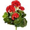 kunstpflanzen-discount.com Geranio artificiale con 5 fiori rossi, altezza 32 cm e 30 foglie, gerani artificiali, fiori da inserire