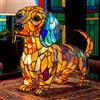 Introti Lampada a LED per Cani, Serie di Cani in Resina Maculata, Lampada da Tavolo a Tema di Cani Carini, Sculture di Animali, Luce Notturna Ambientale per la Decorazione della Camera da Letto e del