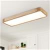 Schindora Plafoniera a LED in legno, 80 x 30 cm, moderna, per soggiorno, montaggio a incasso, 36 W, lampada da camera da letto, dimmerabile con controllo, luci quadrate da cucina grandi per ufficio