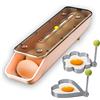 QeeHeng Portauovo per frigorifero con 2 anelli di cottura in acciaio inox per uova da cucina, per uso domestico e frigorifero, contenitore automatico per uova di pollo con coperchio