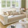 VanderHOME Copridivano in Cotone Lavato Al 100%, Copridivano a 1/2/3/4 Posti, Copri divano Antiscivolo, Copridivano Delicato Sulla Pelle, Bellissimi Motivi 90 * 210cm-Cachi-Coprisedile(1 PC)