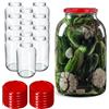 KADAX Set di 12 Barattoli in Vetro 4L con Coperchio a Vite fi100mm per Cetrioli, Kombucha, Kimchi | Vasi Conserva Apertura Larga per Fermentazione e Sottaceti (Rosso)