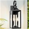 Yolsunes Lampada da parete per esterni, 48 cm, nera, 2 luci, moderna lampada da parete per esterni, montaggio a parete industriale con vetro, lampada impermeabile per esterni (1