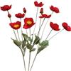 Urier 3 Pezzi Fiori di Papaveri Rossi Artificiali, Fiori Artificiali Ranunculus da 58 cm, Fiori di Seta con Steli, Steli di Fiori Finti per Matrimonio, Festa, Decorazione da Giardino Esterno Interno