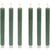 Relaxdays Candele LED a bastone, set 6, HxD: 25 x 2 cm, fiamma tremolante, cera vera, scanalate, senza fiamma, kaki