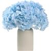 HNVNER 6 Pezzi Fiori Finti di Ortensia in Seta con Stelo, Elegante Bouquet di Ortensie Finte per Matrimoni, Casa, Feste (Blu)