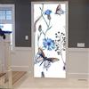 A.Monamour Adesivo Porta Autoadesiva 3D Farfalla E Fiordaliso Fiori Selvatici Erbe Su Sfondo Bianco Botanico Vinile PVC Adesivi per Porte Pellicola Adesiva Poster Sticker Murale Parete Carta da Parati