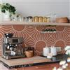 Alwayspon Adesivo per piastrelle, rosso, autoadesivo, per bagno, cucina, paraspruzzi, in vinile, per pavimenti e pareti, 10 pezzi x 20 cm