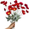 Urier 6 Pezzi Fiori di Papaveri Artificiali, Fiori di Ranuncolo Artificiali, Fiori di Seta con Steli, Steli di Fiori Finti per Matrimonio, Festa, Giardino Decorazione Esterna Interna Composizioni Floreali