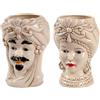 moorg Teste di Moro Coppia Re e Regina Caltagirone Grandi 16X25 cm, Stile Ceramiche Siciliane, Vaso Testa di Moro in Ceramica