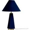 Relaxdays Lampada da tavolo, da comodino, blu scuro | Paralume in velluto e base in metallo, E14, H 47x30 cm