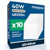 Eurocali 10 Pannelli LED 60x60 40W Quadrati da Incasso 4800 Lumen - Luce Naturale 4000K - Plafoniera Alta Luminosità 120 lm/W Lampada da Soffitto per Controsoffitti Modulari Driver Incluso Colore Bianco