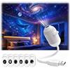 JIABAOZ Proiettore Galassia Soffitto, Proiettore di Stelle HD con Rotazione a 360°, Luce Notturna USB per Camera da Letto, Cameretta e Soggiorno (6 Films)