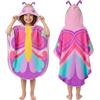 PinkSheep Poncho asciugamani per bambini, 75 x 140 cm, asciugamani da spiaggia, piscina, bagno, poncho, grande accappatoio per ragazze e ragazzi, spessore e super assorbente (farfalla)