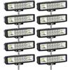 SKYWORLD 10 Pcs Mini Faro da Lavoro Led, 6 Pollici 15 cm 24W Barra Led Slim | Sottile Spot Flood Luci di Lavoro 12V 24V Off road Luci di Guida per 4x4 Fuoristrada Auto Moto SUV Trattore Camion Escavatore