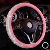 Lifetooler Coprivolante Auto con Strass Bling Bling Copri Volante in Morbida Pelle PU Traspirante 38 cm / 15 pollici Rivestimento Antiscivolo Volante con Strass Glitter Donna Ragazze (rosa-bianco)