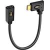 JSADZKJ Cavo USB 4 Cavo USB 4.0 di tipo C da maschio a femmina a 90 gradi 240W PD Ricarica veloce 40Gbps Trasferimento dati 8K@60Hz HD Video Output per telefono laptop e altro 30CM