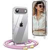 OLEPHY Trasparente Cover con Cordino per iPhone Air 6,5'', Oro Rosa | Custodia con Collana, Regolabile e Rimovibile,[Antiurto] [AntiGraffio] Case con Laccio Tracolla,