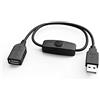 XAGMODSHN Interruttore USB A 2.0 Femmina Maschio Cavo di Prolunga Alimentazione ON / Off Connessione Dati USB