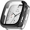 TingYR Cover Compatibile con Amazfit Active 2 Square, PC + Vetro Temperato per Proteggere lo Schermo.Nero