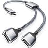 RUXELY Cavo Y Splitter USB C OTG 0.3M,Adattatore Prolunga 1 Tipo C Maschio a 2 Dual USB Femmina,Sdoppiatore Hub Doppia Multipresa Porta Thunderbolt 3 per MacBook Pro,iPad 10 Air 5,Samsung Galaxy S25 S24 S23