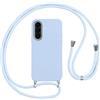 Vauki Custodia per Samsung Galaxy A27 Cover con Cordino,Blu Silicone Antiurto TPU Morbido Case Corda Collana Necklace Regolabile Stylish con Catena Ultra Sottile Cover per Samsung A27,Blu