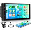 Rimoody Autoradio 2 Din con Wireless Carplay Android Auto You-Tube Vi-Link Bluetooth FM/RDS DSP EQ, 7 Pollici Touchscreen Radio Doppio Din Mirror Link USB Controllo del Volante Telecamera Posteriore