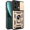 HONLEN Custodia Adatta per Redmi Note 13 Pro 5G / POCO X6 5G (6.67 Inches), Cover per PC Armor Anello kickstand con Base Magnetica - Oro