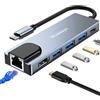 Wowssyo Hub USB C 6-in-1, Docking Station USB C, Multiporta USB Hub, 4K HDTV, Gigabit Ethernet, 100W PD, USB 3.0, Adattatore MacBook M1 Air Pro, per iPad, Switch, Chromecast, e altri dispositivi USB-C