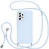 Jrkvniv Cover con Cordino per Samsung Galaxy A52 5G,Blu | Custodia con Laccio Collana Tracolla Collo Silicone Antiurto TPU Opaca Protettiva Case per Samsung A52（5G） 6.5