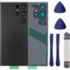 LiXiongBao Sostituzione del vetro posteriore S23 Ultra per Samsung Galaxy S23 Ultra 5G Cover in vetro posteriore con obiettivo della fotocamera preinstallato e adesivo, con kit di strumenti di riparazione,Nero