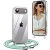 OLEPHY Trasparente Cover con Cordino per iPhone Air 6,5'', Verde Matcha | Custodia con Collana, Regolabile e Rimovibile,[Antiurto] [AntiGraffio] Case con Laccio Tracolla,