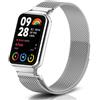 PaceBid Cinturino per Xiaomi Smart Band 10 Pro/9Pro/8 Pro/Redmi Watch 6/5/4, Inossidabile Acciaio Metallo Magnetico Bracciale Cinturino di Ricambio per Xiaomi Mi band 9 Pro/8Pro/10 Pro - Argento